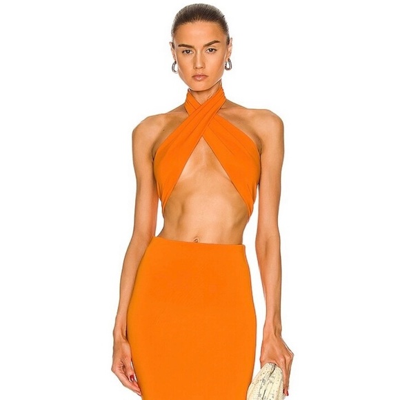 The Andamane Tops - The Andamane Jasmine Halter Top in Orange Size S
